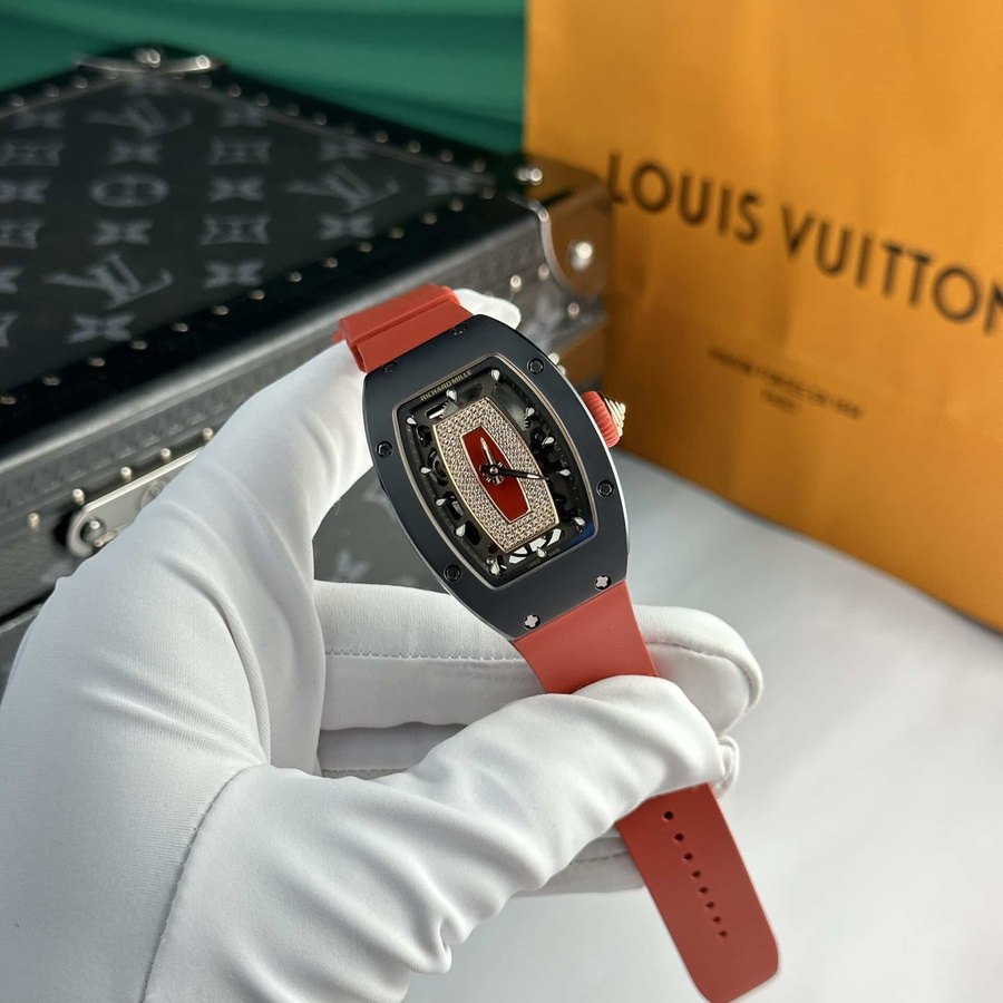 Montre réplique : Richard Mille RM 07-01, céramique noire, Red Lip, or rose, rouge, caoutchouc, 45.32 X 32,3 mm — haut de gamme – Photo 4