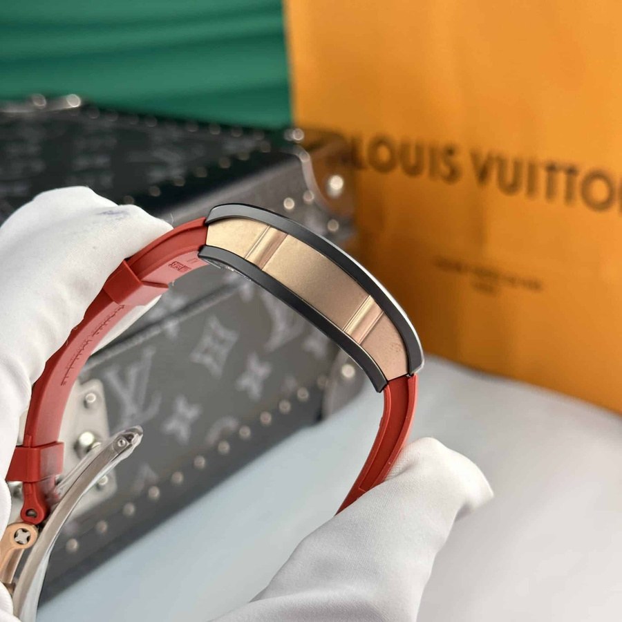 Montre réplique : Richard Mille RM 07-01, céramique noire, Red Lip, or rose, rouge, caoutchouc, 45.32 X 32,3 mm — haut de gamme – Photo 5