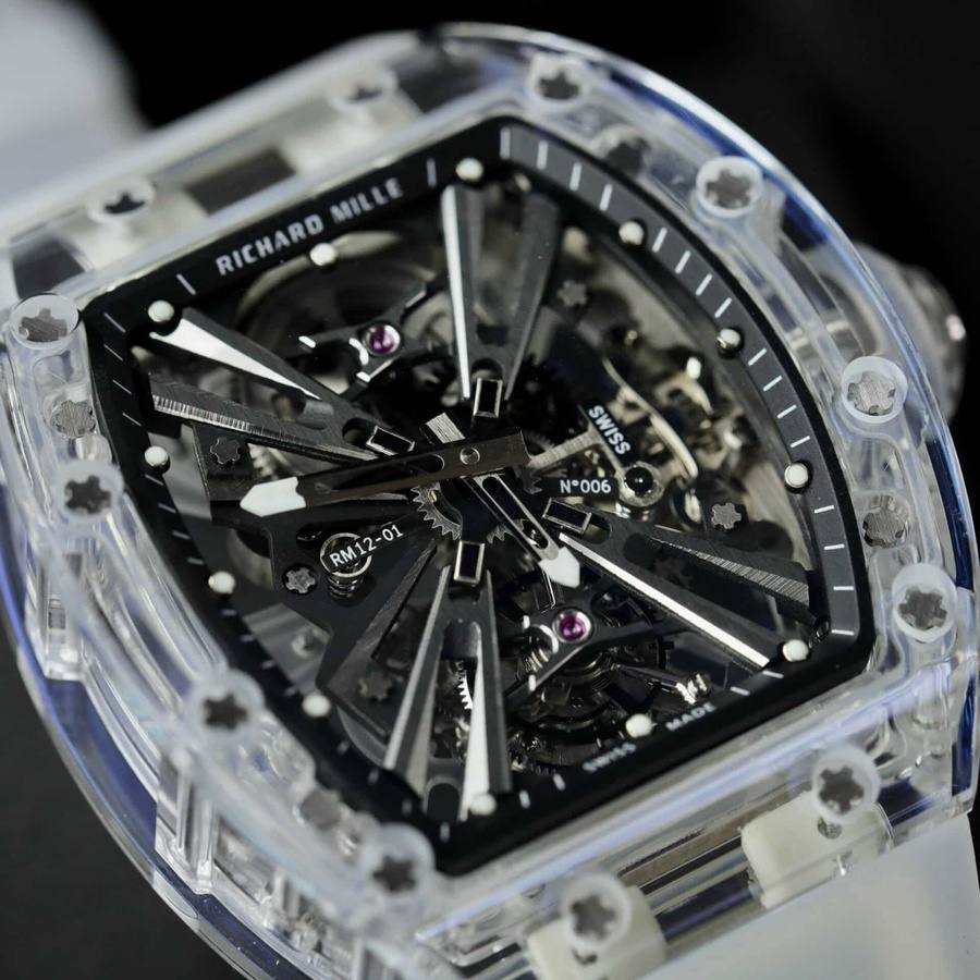 Montre réplique : Richard Mille RM 12-01, tourbillon, saphir, blanc, 42 mm — très appréciée – Photo 4