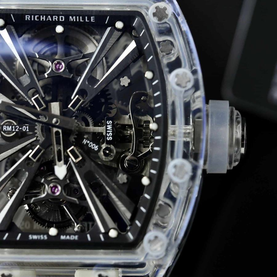 Montre réplique : Richard Mille RM 12-01, tourbillon, saphir, blanc, 42 mm — très appréciée – Photo 5