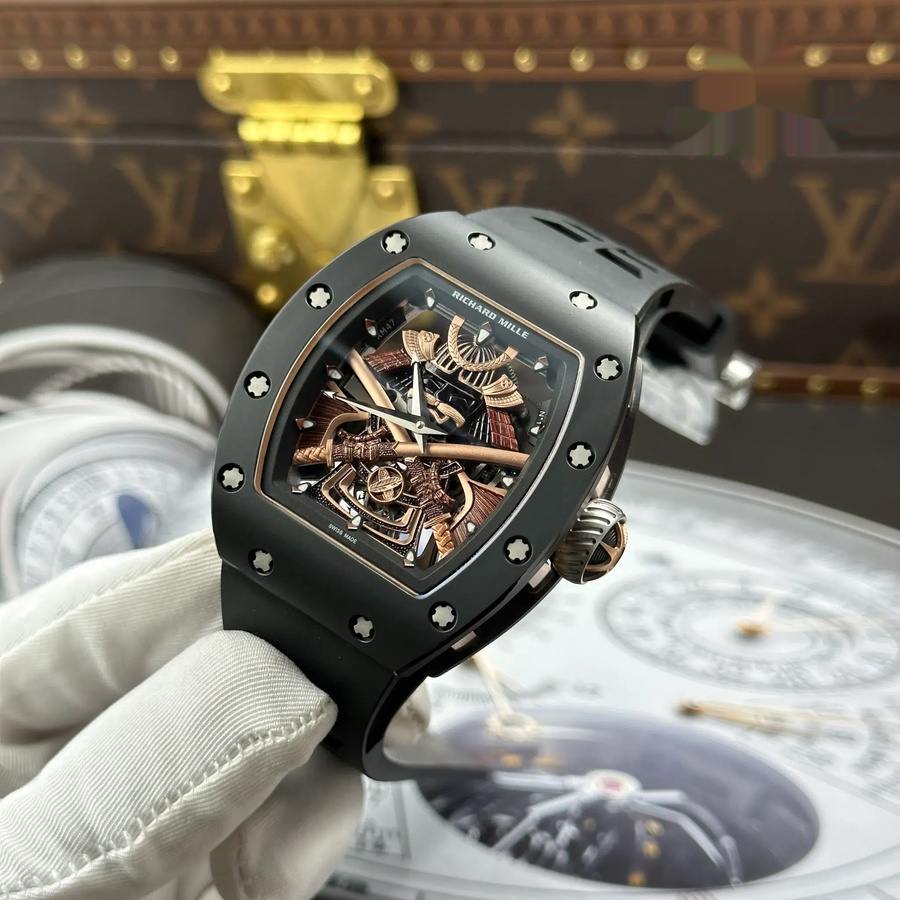 Montre réplique : Richard Mille RM 47 Samurai, tourbillon, or rose, céramique noire, 42,7 mm — très appréciée – Photo 3