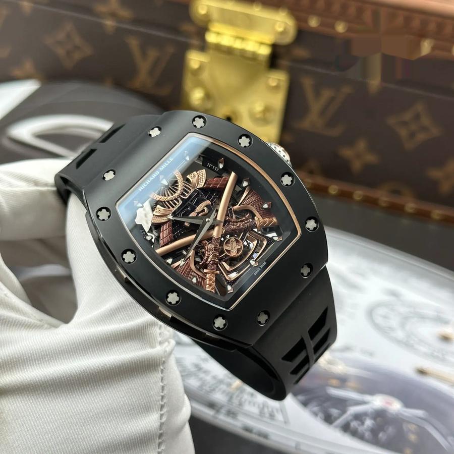 Montre réplique : Richard Mille RM 47 Samurai, tourbillon, or rose, céramique noire, 42,7 mm — très appréciée – Photo 4