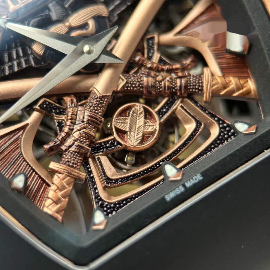 Montre réplique : Richard Mille RM 47 Samurai, tourbillon, or rose, céramique noire, 42,7 mm — très appréciée – Photo 8