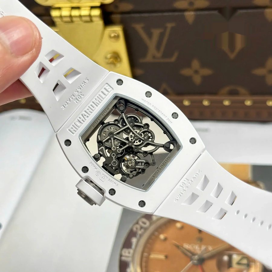 Montre réplique : Richard Mille RM 055, céramique blanche, Bubba Watson ZF 42,7 mm — très prisée – Photo 10