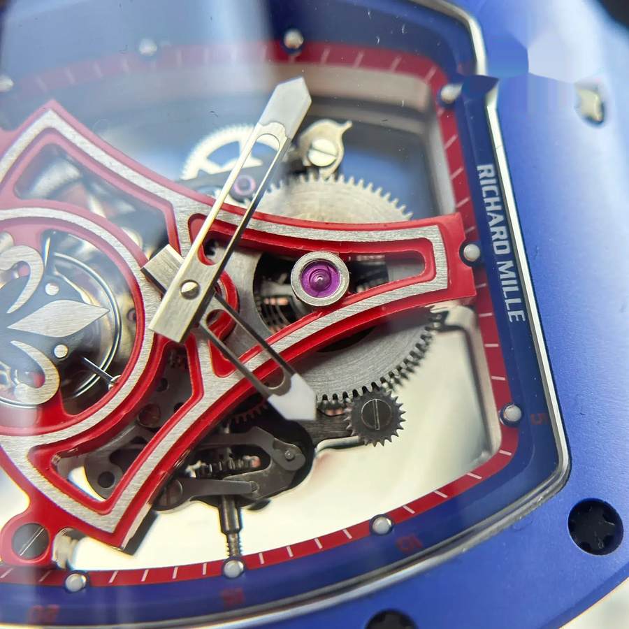 Montre réplique : Richard Mille RM 52-03 Paris Saint-Germain, tourbillon, céramique bleue, bracelet en caoutchouc, 48 mm X 39,3 mm — économique – Photo 5