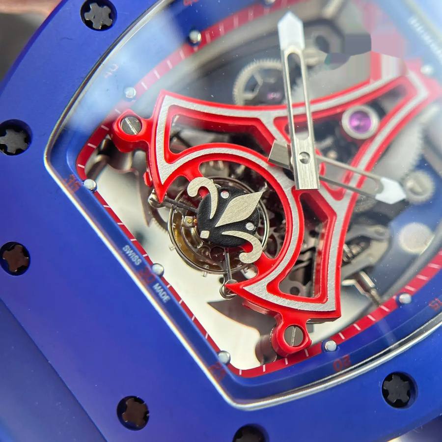 Montre réplique : Richard Mille RM 52-03 Paris Saint-Germain, tourbillon, céramique bleue, bracelet en caoutchouc, 48 mm X 39,3 mm — économique – Photo 6