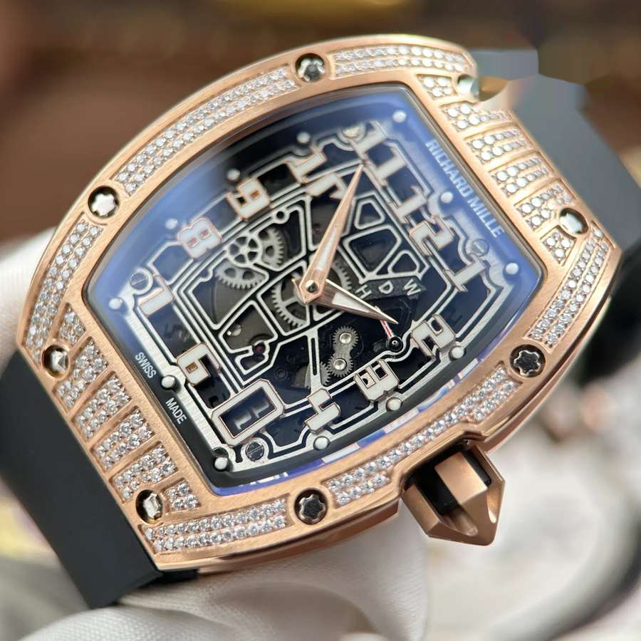 Montre réplique : Richard Mille RM67-01, or rose, extra-plate, sertissage intermédiaire, moissanites, 38,7 mm X 47,5 mm — luxueuse – Photo 5