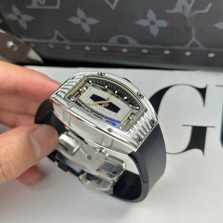 Montre réplique : Richard Mille RM 07-01, blanc, boîtier, avec, oxydes de zirconium, et, noir, Onyx, cadran, ZF 45.32 X 32,3 mm — nouveauté – Photo 5