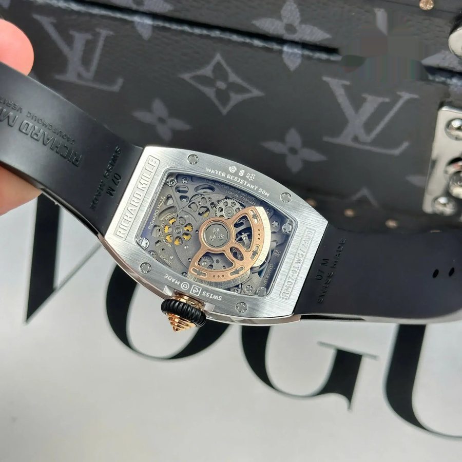 Montre réplique : Richard Mille RM 07-01, blanc, boîtier, avec, oxydes de zirconium, et, noir, Onyx, cadran, ZF 45.32 X 32,3 mm — nouveauté – Photo 8