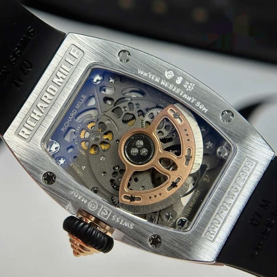 Montre réplique : Richard Mille RM 07-01, blanc, boîtier, avec, oxydes de zirconium, et, noir, Onyx, cadran, ZF 45.32 X 32,3 mm — nouveauté – Photo 9