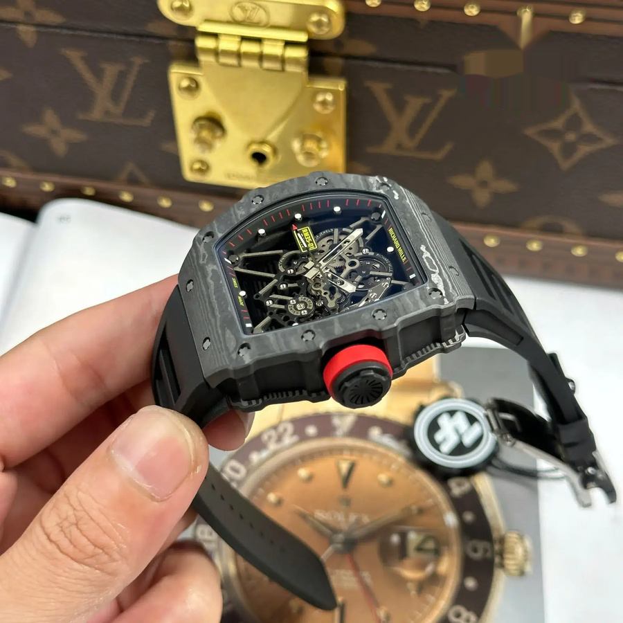 Montre réplique : Richard Mille RM 35-01 Rafael Nadal, noir, Carbon TPT ZF V3 49,94 mm X 44,5 mm — parfaite – Photo 6