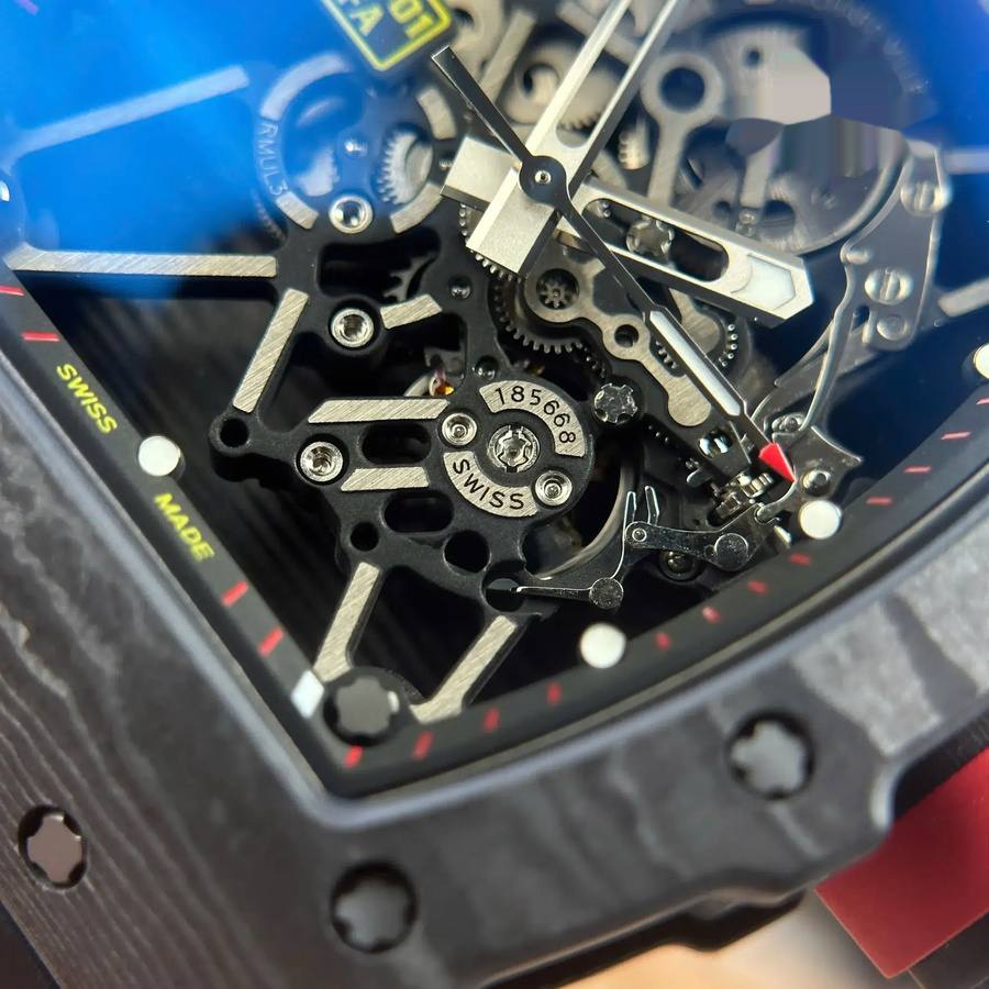 Montre réplique : Richard Mille RM 35-01 Rafael Nadal, noir, Carbon TPT ZF V3 49,94 mm X 44,5 mm — parfaite – Photo 9