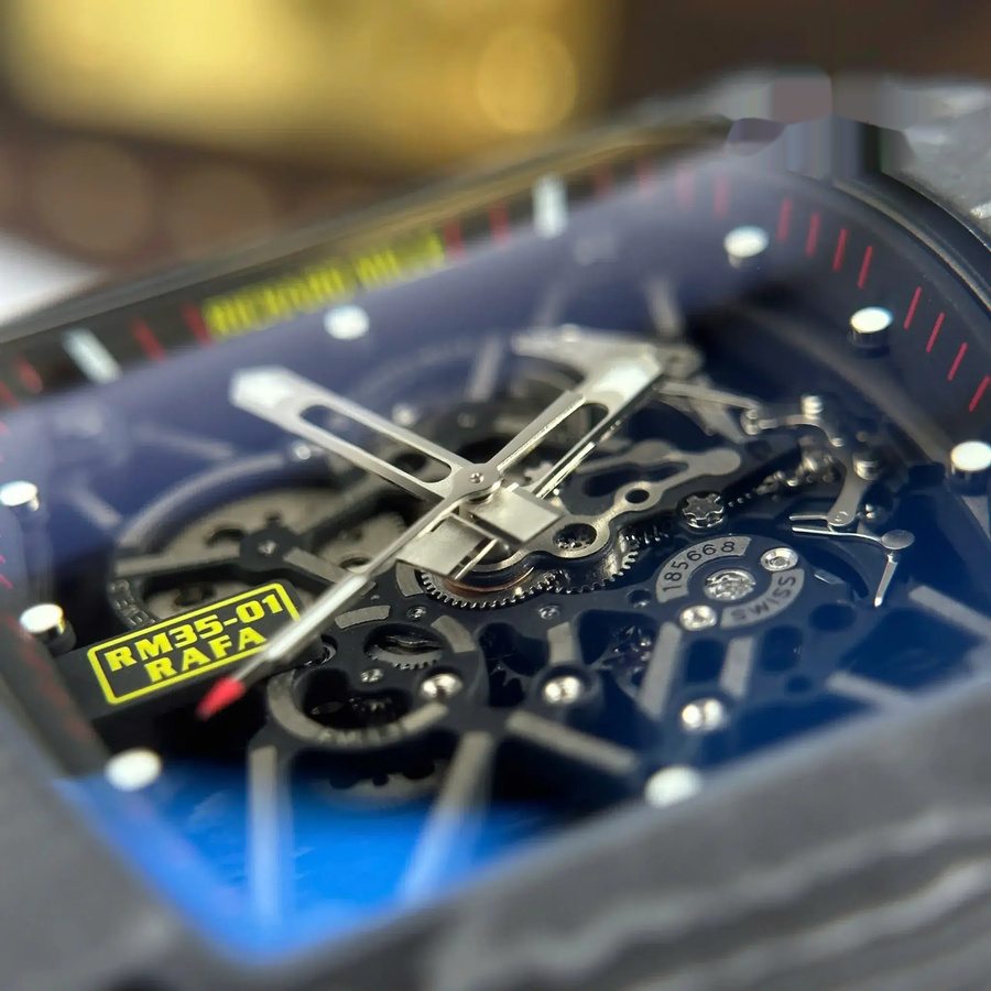 Montre réplique : Richard Mille RM 35-01 Rafael Nadal, noir, Carbon TPT ZF V3 49,94 mm X 44,5 mm — parfaite – Photo 10