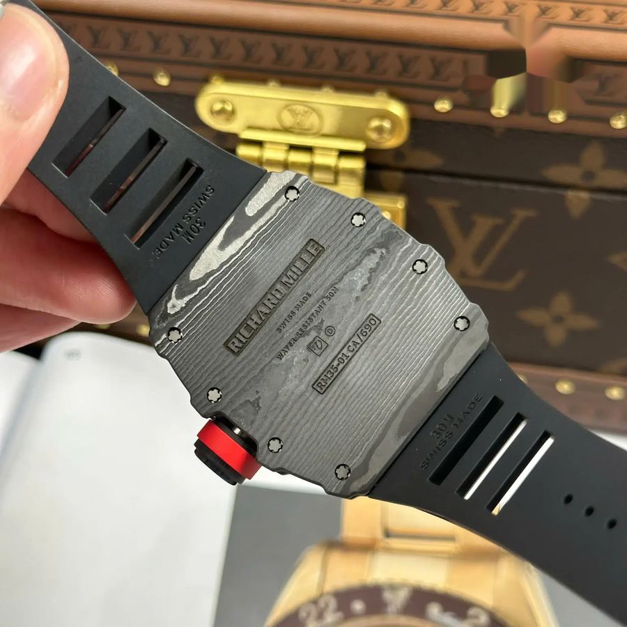 Montre réplique : Richard Mille RM 35-01 Rafael Nadal, noir, Carbon TPT ZF V3 49,94 mm X 44,5 mm — parfaite – Photo 14