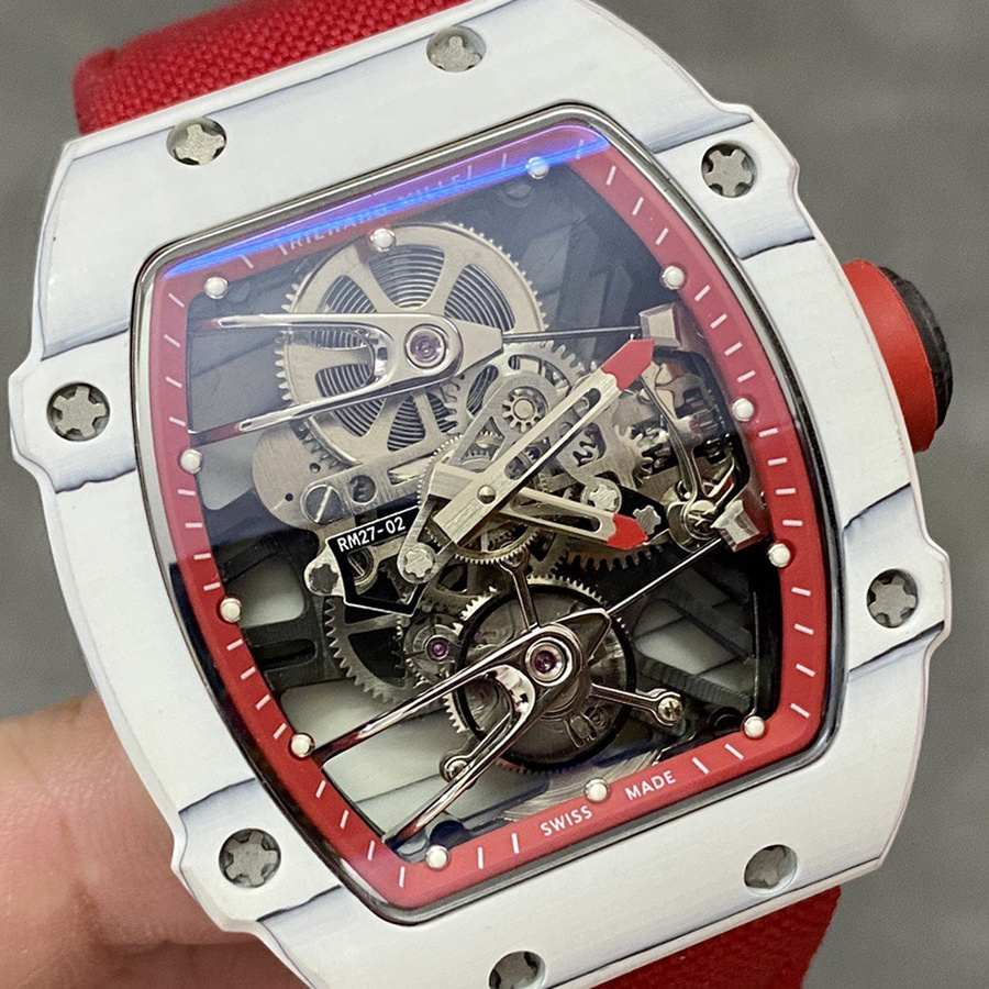 Montre réplique : Richard Mille RM 27-02 Rafael Nadal, tourbillon, blanc, Quartz TPT, rouge, bracelet, 39.7 X 47,7 mm — inestimable – Photo 3