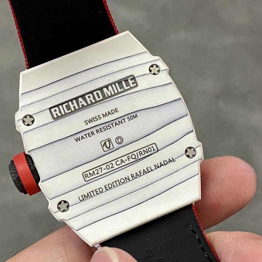 Montre réplique : Richard Mille RM 27-02 Rafael Nadal, tourbillon, blanc, Quartz TPT, rouge, bracelet, 39.7 X 47,7 mm — inestimable – Photo 7