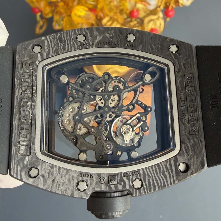 Montre réplique : Richard Mille RM 055 Bubba Watson, Asie, édition, Carbon NTPT, mouvement Vaucher, 42,7 mm X 49,9 mm — à prix raisonnable – Photo 8