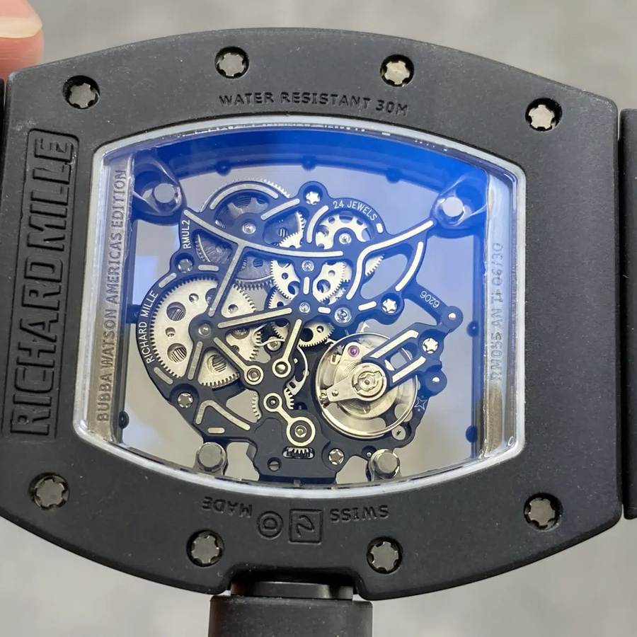 Montre réplique : Richard Mille RM 055 Bubba Watson, rouge, entraînement, Americas, édition limitée, mouvement Vaucher, 42.7 X 49,9 mm — remarquable – Photo 7
