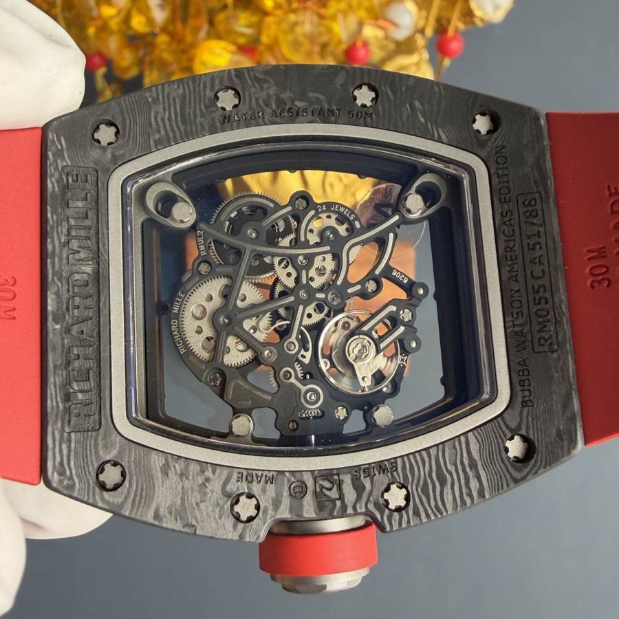 Montre réplique : Richard Mille RM 055 Bubba Watson, foncé, Carbon NTPT, mouvement Vaucher, 42,7 mm X 49,9 mm — spéciale – Photo 9