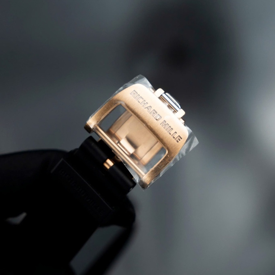 Montre réplique : Mille RM 07-01, or rose, avec, noir, Onyx, cadran, et, pierre précieuse, ZF 45.32 X 32,3 mm — de qualité supérieure – Photo 9