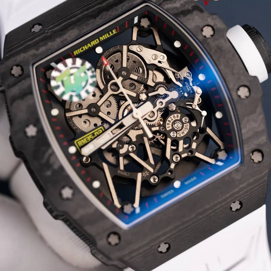Montre réplique : Richard Mille RM 35-02 Rafael Nadal, noir, Carbon TPT, blanc, bracelet en caoutchouc, ZF 49,94 mm X 44,5 mm — intemporelle – Photo 4