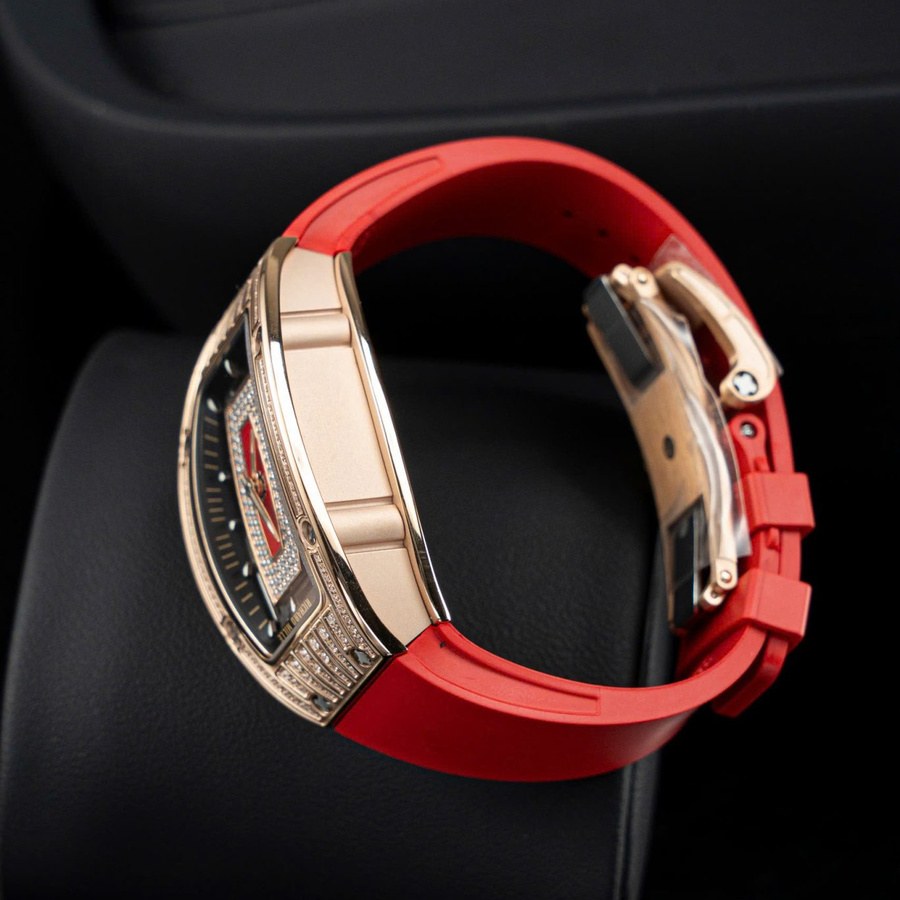 Montre réplique : Richard Mille RM 07-01 Lady, or rose, diamants, Jasper, cadran, bracelet en caoutchouc, ZF 45.32 X 32,3 mm — intemporelle – Photo 7