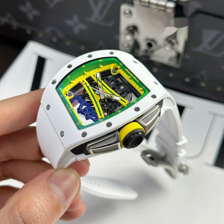 Montre réplique : Richard Mille RM 61-01 Yohan Blake, Asie, édition limitée, céramique blanche, ZF 42,7 mm X 50,23 mm — gracieuse – Photo 4