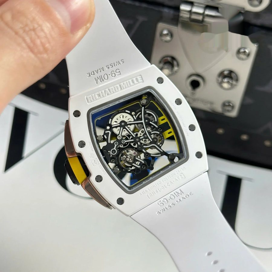 Montre réplique : Richard Mille RM 61-01 Yohan Blake, Asie, édition limitée, céramique blanche, ZF 42,7 mm X 50,23 mm — gracieuse – Photo 11