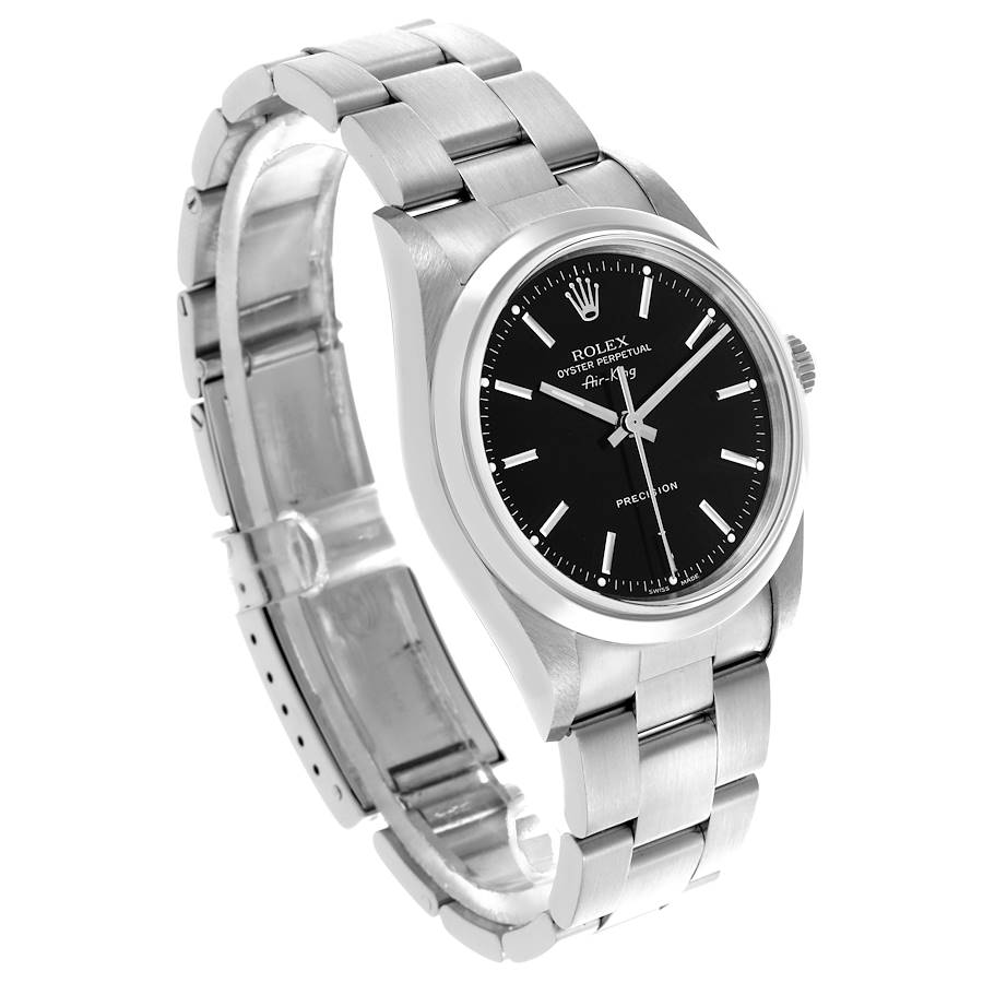 Montre réplique pour homme : Rolex Air King, cadran noir, lunette lisse, acier, 14000 — à prix compétitif – Photo 3