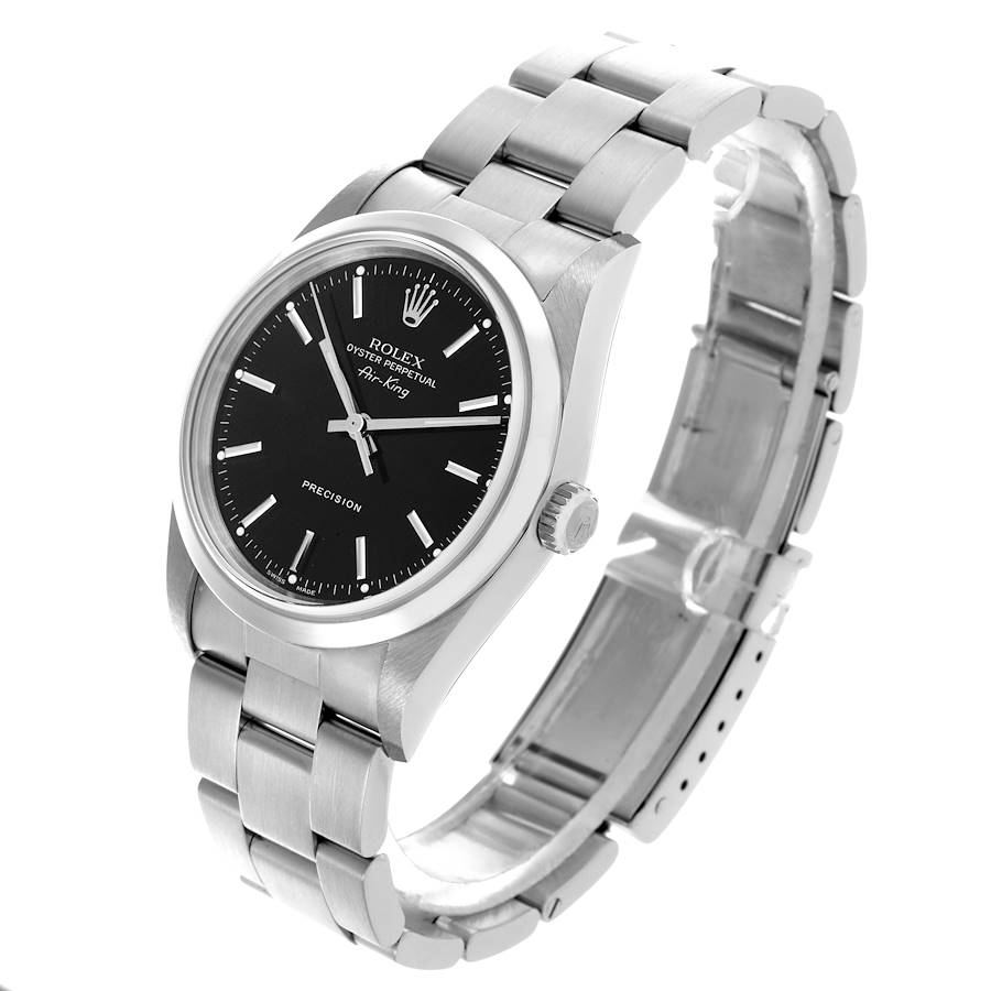 Montre réplique pour homme : Rolex Air King, cadran noir, lunette lisse, acier, 14000 — à prix compétitif – Photo 4