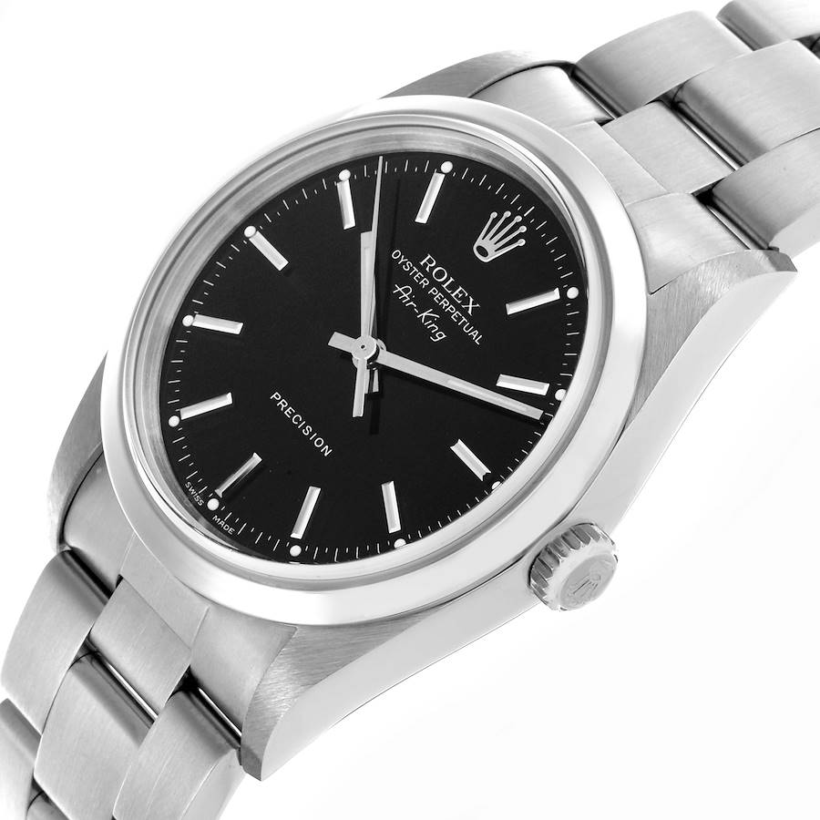 Montre réplique pour homme : Rolex Air King, cadran noir, lunette lisse, acier, 14000 — à prix compétitif – Photo 5