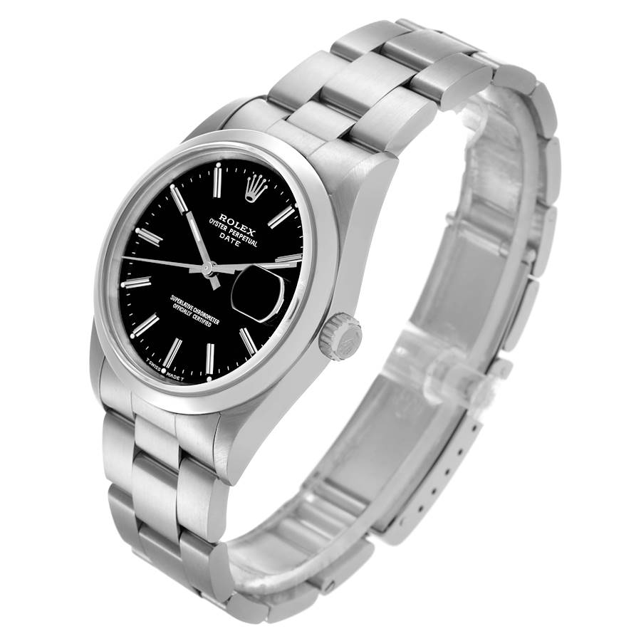 Montre réplique pour homme : Rolex Date, cadran noir, lunette lisse, acier, 15200 — d’une grande finesse – Photo 4