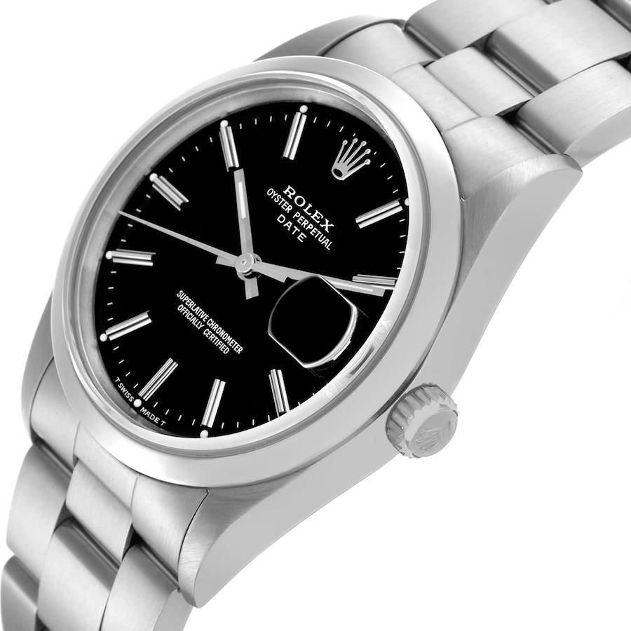 Montre réplique pour homme : Rolex Date, cadran noir, lunette lisse, acier, 15200 — d’une grande finesse – Photo 5