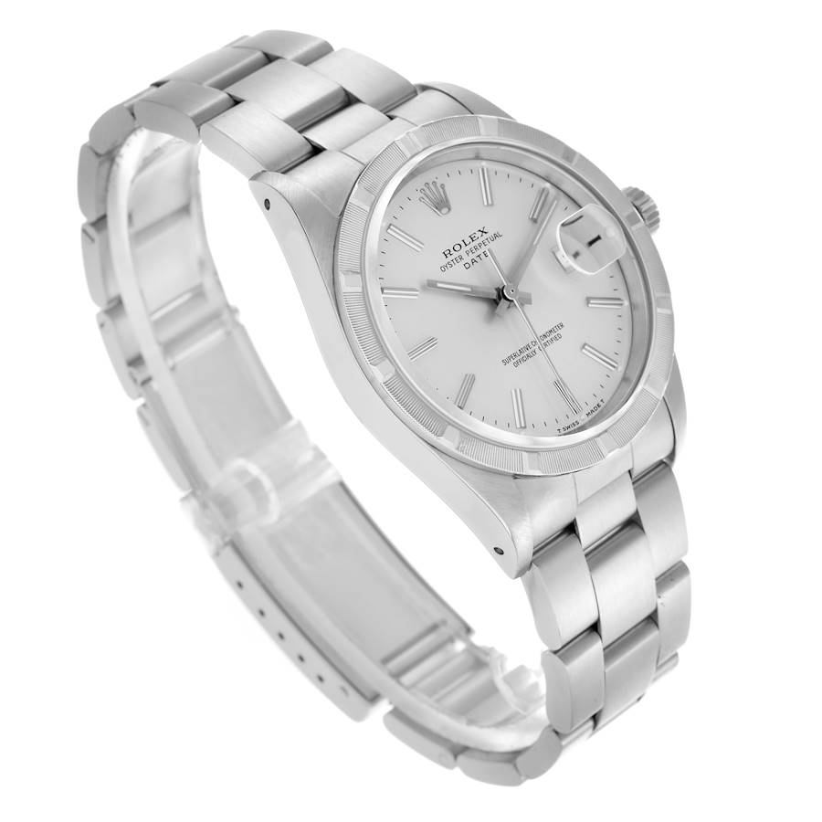 Montre réplique pour homme : Rolex Date, lunette guillochée, cadran argenté, acier, 15210 — à prix raisonnable – Photo 3