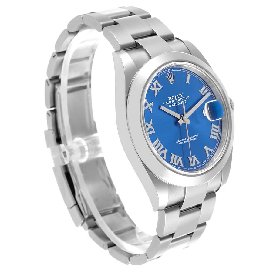 Montre réplique pour homme : Rolex Datejust 41, bleu, cadran à chiffres romains, acier, 126300 — au meilleur rapport qualité-prix – Photo 3
