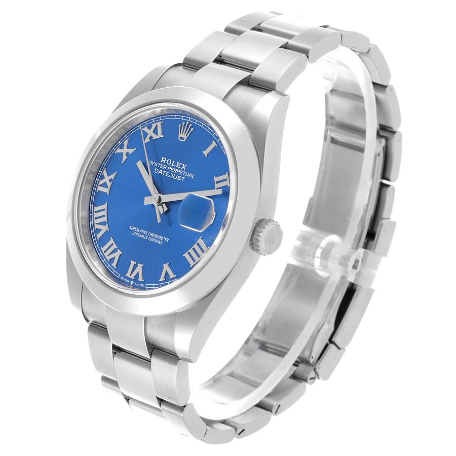 Montre réplique pour homme : Rolex Datejust 41, bleu, cadran à chiffres romains, acier, 126300 — au meilleur rapport qualité-prix – Photo 4