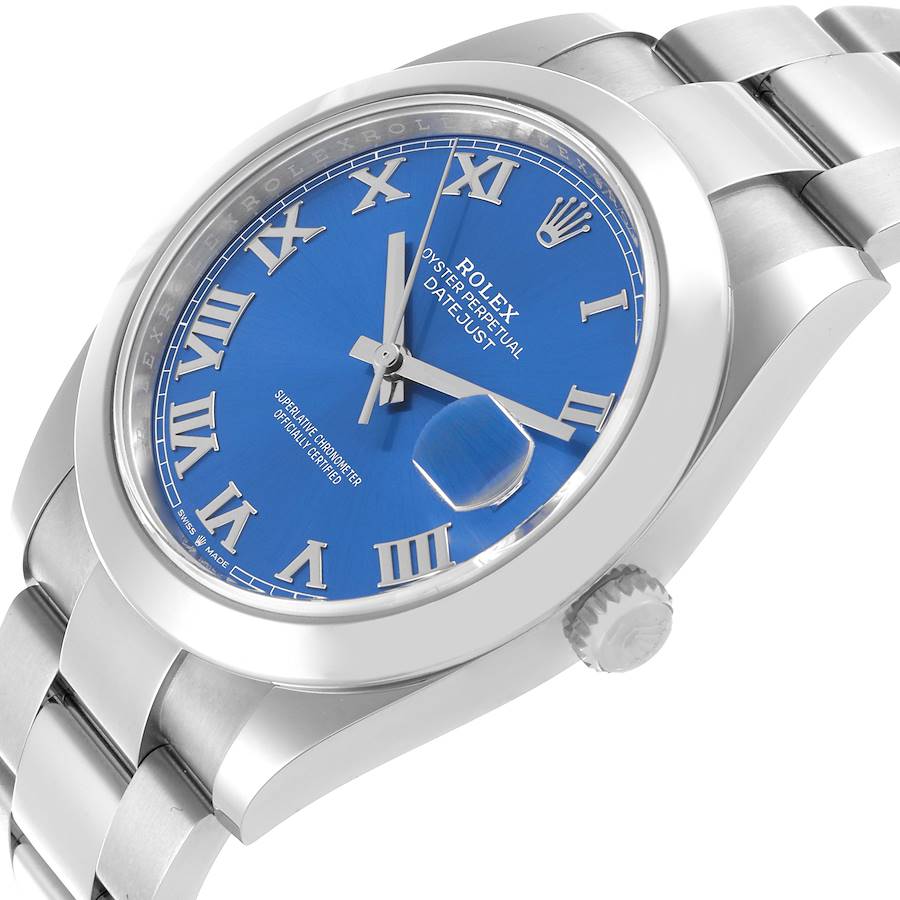 Montre réplique pour homme : Rolex Datejust 41, bleu, cadran à chiffres romains, acier, 126300 — au meilleur rapport qualité-prix – Photo 5