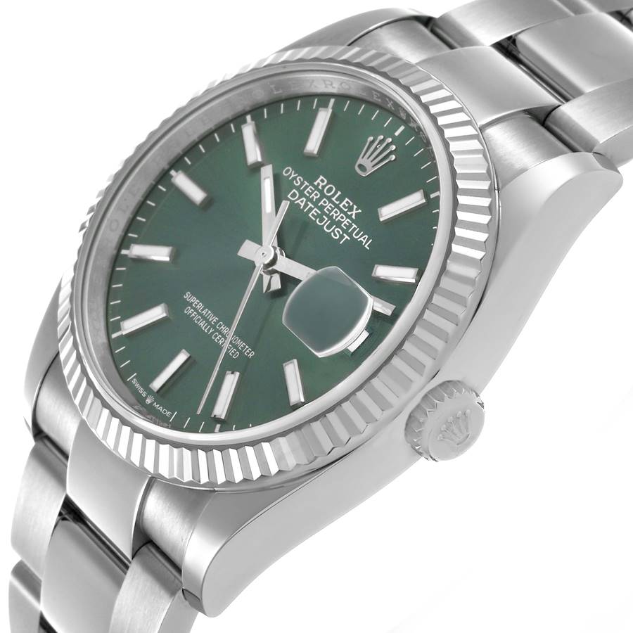 Montre réplique pour homme : Rolex Datejust, acier et or blanc, cadran vert menthe, 126234 — éprouvée – Photo 5