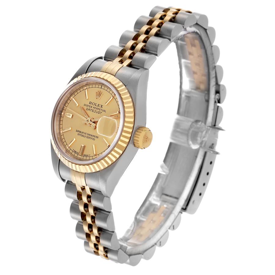 Montre réplique pour femme : Rolex Datejust, acier et or jaune, cadran champagne, 69173 — recherchée – Photo 3