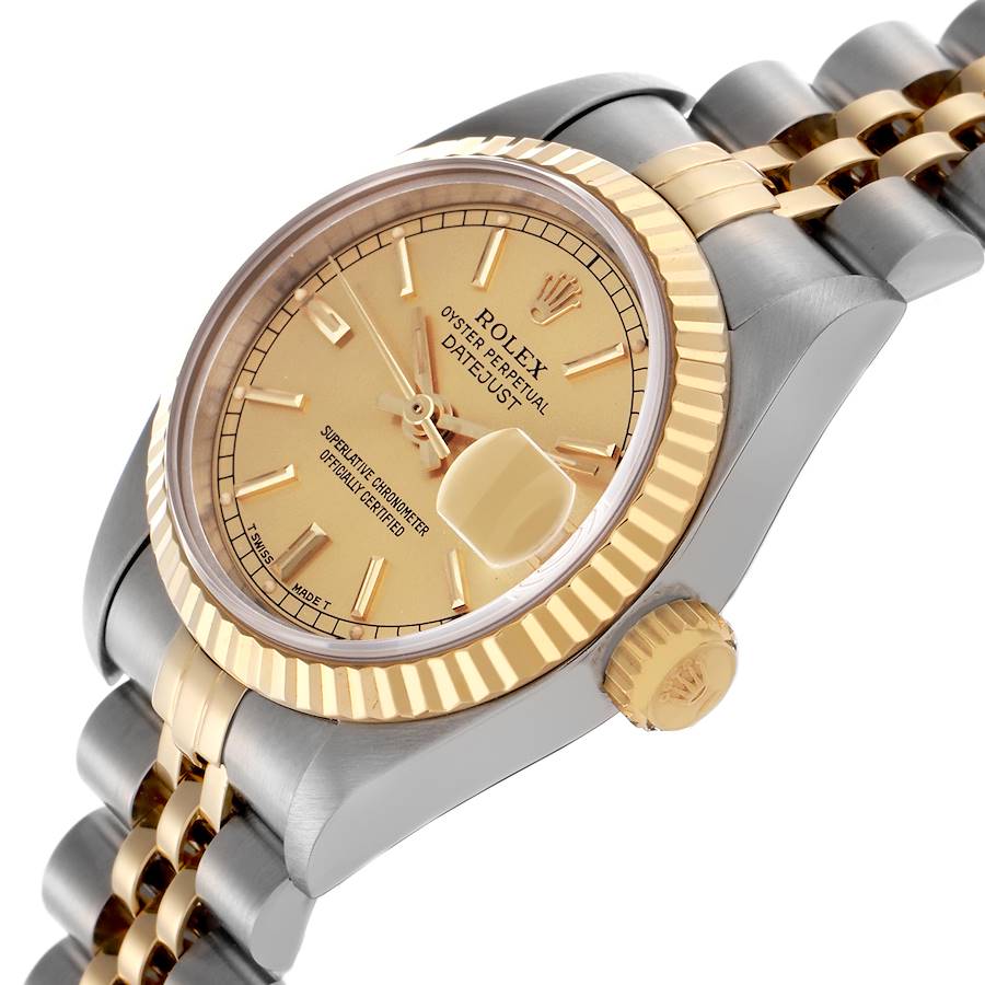 Montre réplique pour femme : Rolex Datejust, acier et or jaune, cadran champagne, 69173 — recherchée – Photo 4