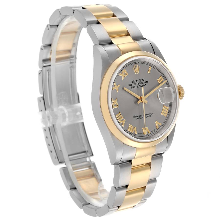 Montre réplique pour homme : Rolex Datejust, acier et or jaune, cadran ardoise, 16203 — remarquable – Photo 3