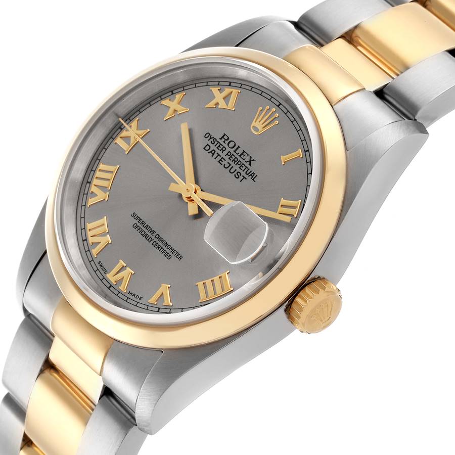 Montre réplique pour homme : Rolex Datejust, acier et or jaune, cadran ardoise, 16203 — remarquable – Photo 4
