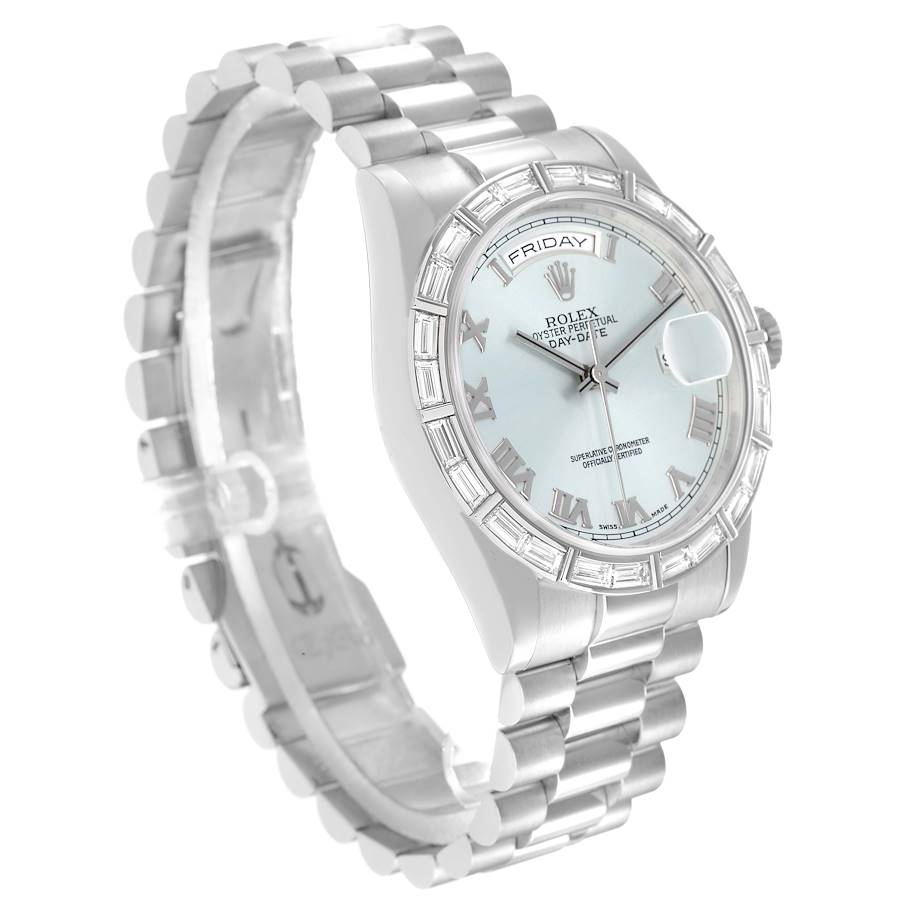 Montre réplique pour homme : Rolex President Day-Date, platine, cadran bleu glacier, 118366 — toute nouvelle – Photo 4