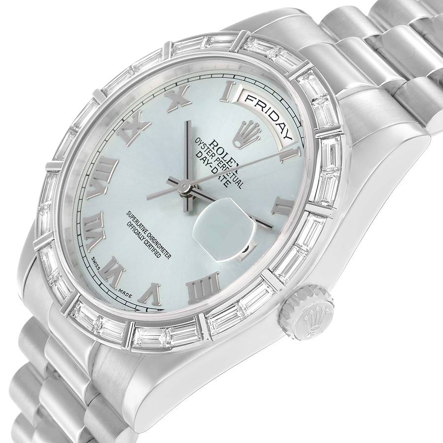 Montre réplique pour homme : Rolex President Day-Date, platine, cadran bleu glacier, 118366 — toute nouvelle – Photo 5