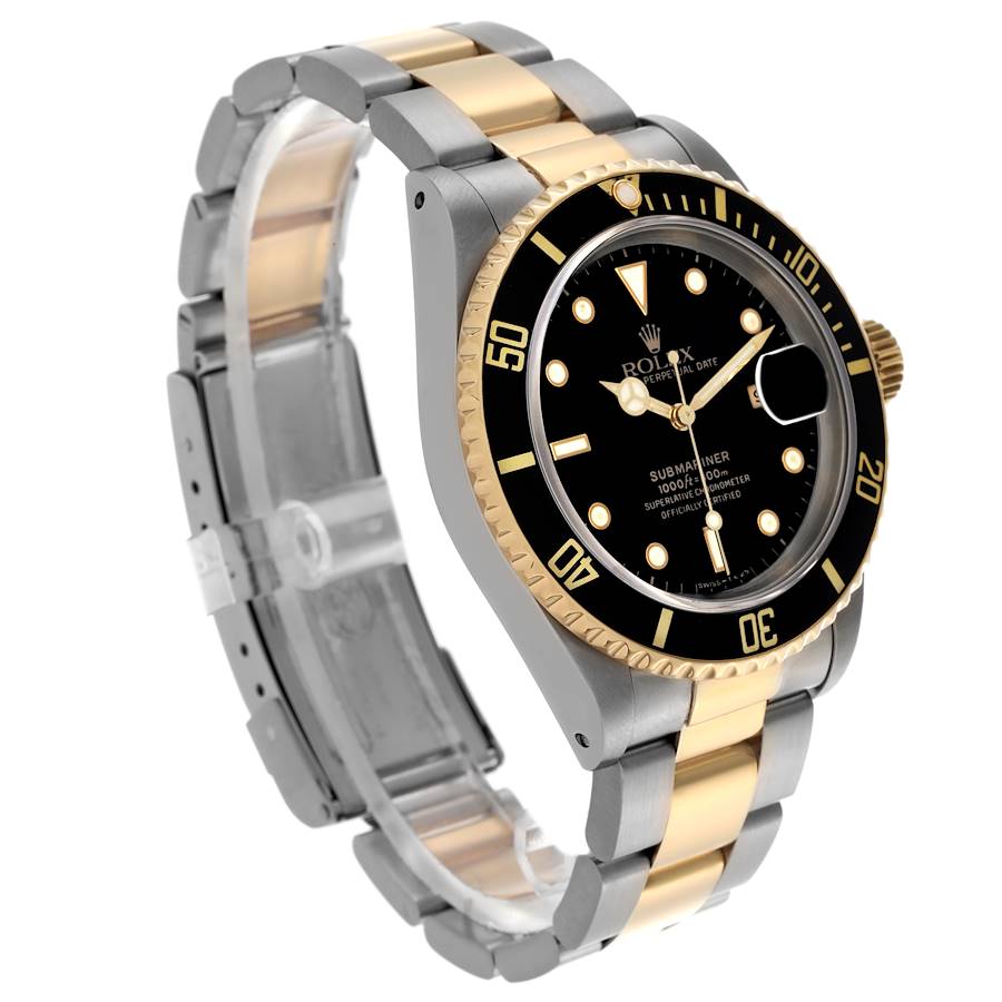 Montre réplique pour homme : Rolex Submariner, acier et or jaune, cadran noir, 16613 — glamour – Photo 3