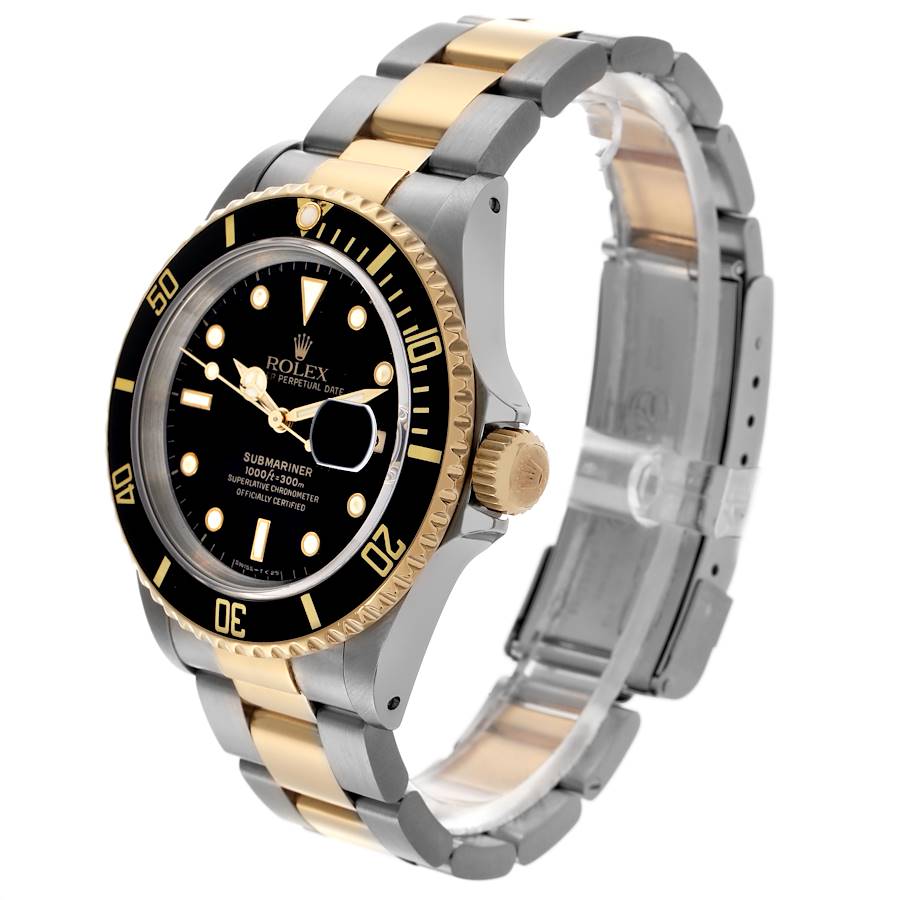 Montre réplique pour homme : Rolex Submariner, acier et or jaune, cadran noir, 16613 — glamour – Photo 4