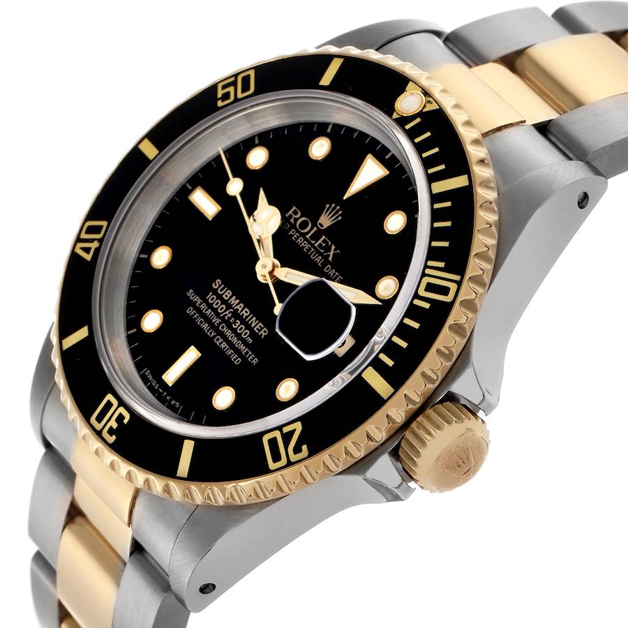 Montre réplique pour homme : Rolex Submariner, acier et or jaune, cadran noir, 16613 — glamour – Photo 5