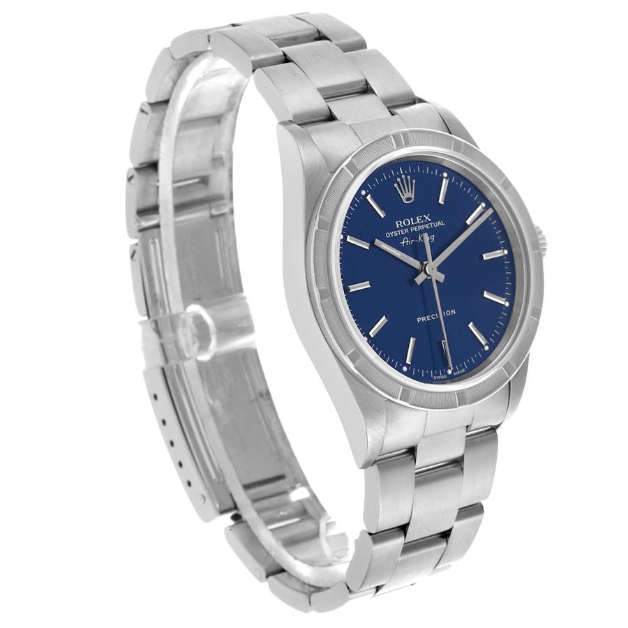Montre réplique pour homme : Rolex Air King, lunette guillochée, cadran bleu, acier, 14010 — d’une beauté intemporelle – Photo 3