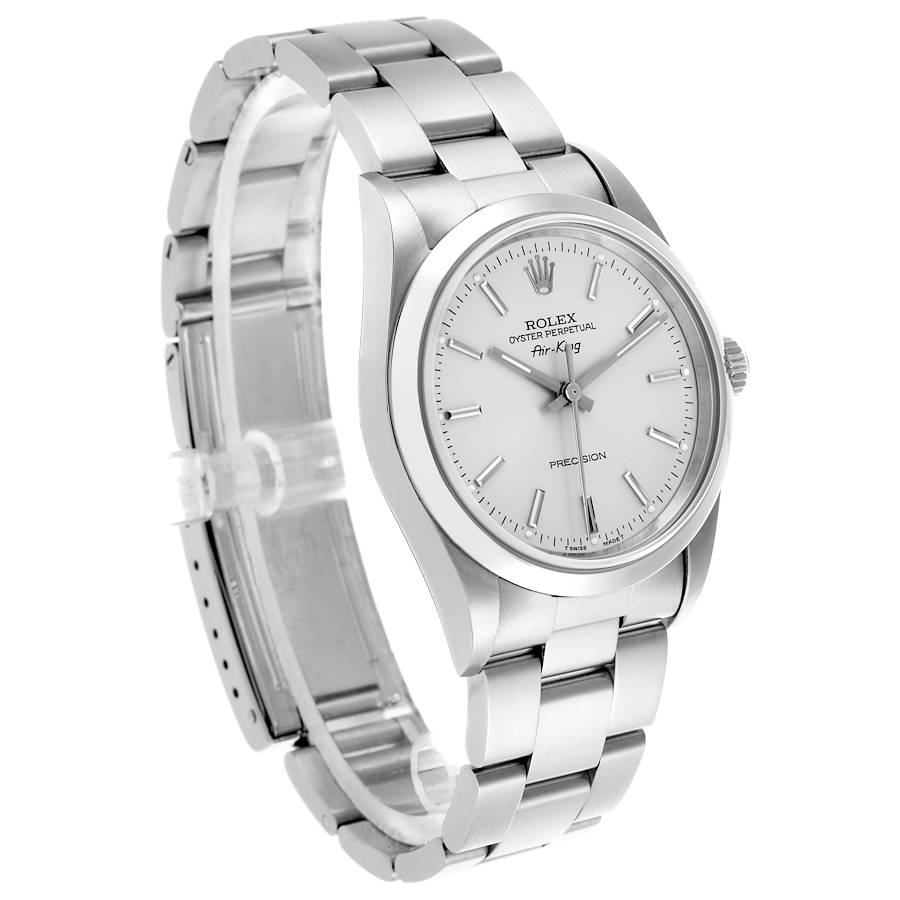 Montre réplique pour homme : Rolex Air King, cadran argenté, lunette lisse, acier, 14000 — à découvrir – Photo 3