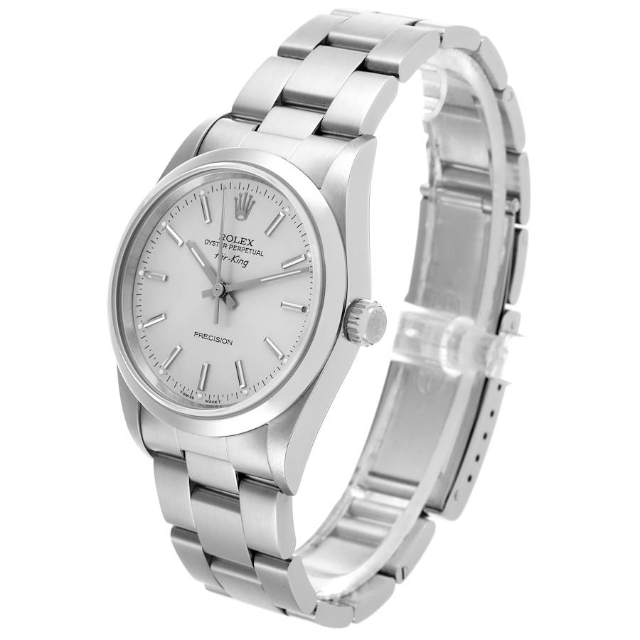 Montre réplique pour homme : Rolex Air King, cadran argenté, lunette lisse, acier, 14000 — à découvrir – Photo 4